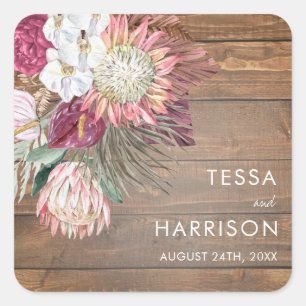 Adesivo Quadrado Focos de Envelope Boêmia Floral Rustic
