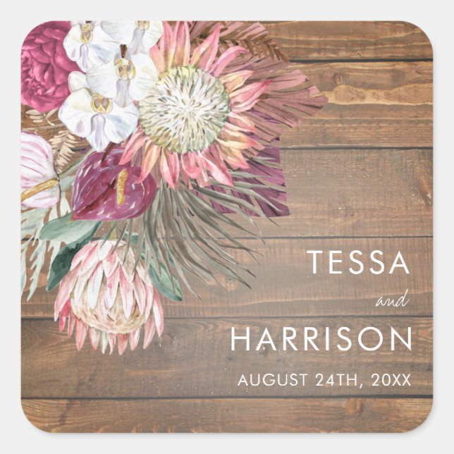 Adesivo Quadrado Focos de Envelope Boêmia Floral Rustic (Frente)