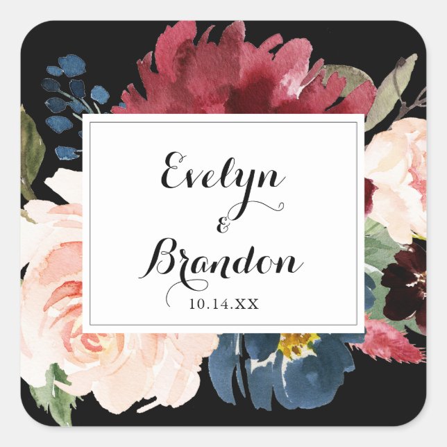 Adesivo Quadrado Focos de Envelope Botânico Negro Russo (Frente)