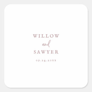 Adesivo Quadrado Focos de Envelope de Casamento com Script Dourado 