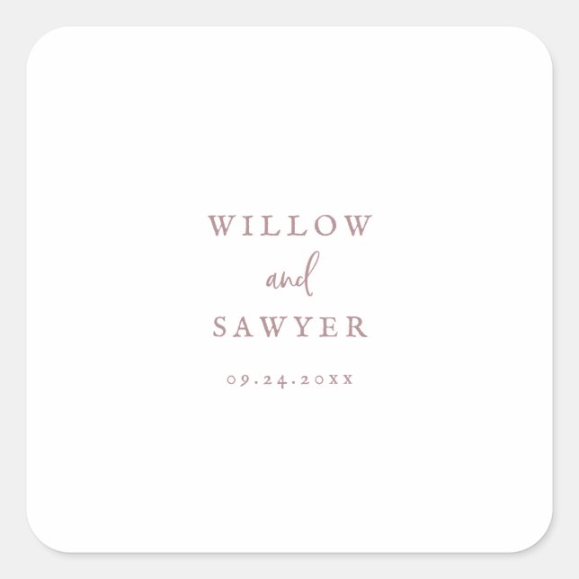 Adesivo Quadrado Focos de Envelope de Casamento com Script Dourado  (Frente)