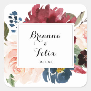 Adesivo Quadrado Focos de Envelope de Casamento Russo de outono