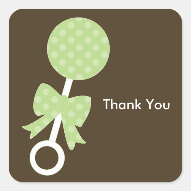 Adesivo Quadrado Focos de Envelope de Chá de Baby Rattle (Frente)