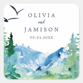 Adesivo Quadrado Focos de Envelope de Destino das Montanhas Rochosa