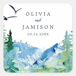 Adesivo Quadrado Focos de Envelope de Destino das Montanhas Rochosa