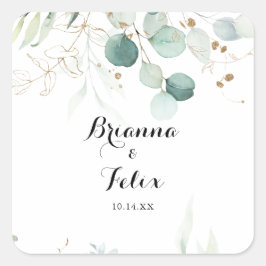 Adesivo Quadrado Focos de Envelope Dourado Eucalyptus Russos