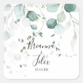 Adesivo Quadrado Focos de Envelope Eucalyptus Verdes de Verão