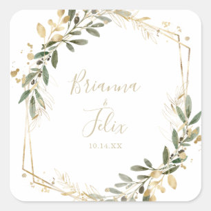 Adesivo Quadrado Focos de Envelope Genérico Dourado Geométrico