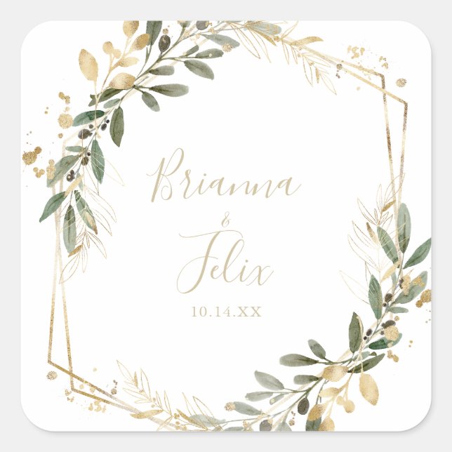 Adesivo Quadrado Focos de Envelope Genérico Dourado Geométrico (Frente)