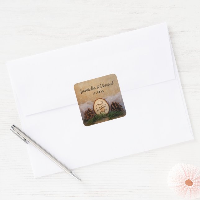 Adesivo Quadrado Focos de Envelope Rustic Pines Woodland (Envelope)