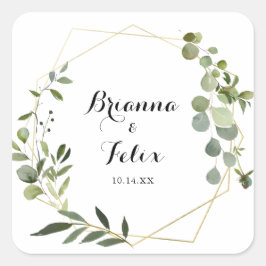 Adesivo Quadrado Focos de Envelope Tropical Dourados Geométricos