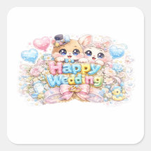 Fofa Kawaii Casal Feliz Animais Pastel Pi