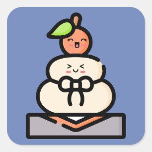 Adesivo Quadrado Fofa Kawaii Kagami Mochi