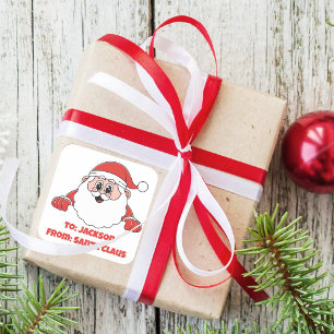 Adesivo Quadrado Fofo Personalizado de Papai Noel