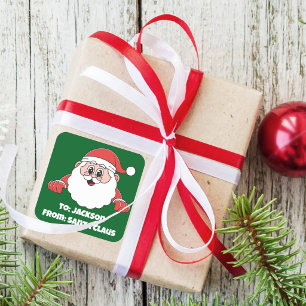 Adesivo Quadrado Fofo Personalizado Verde De Papai Noel