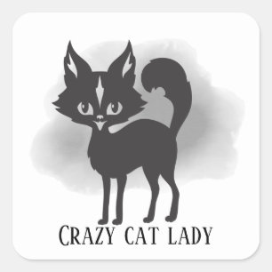 Adesivo Quadrado fofofofo, senhora de gato, adicione texto