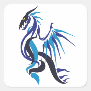 Adesivo Quadrado Fogo Dragão