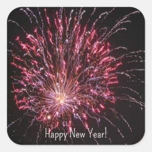 Adesivo Quadrado Fogos de artifício 4 Todos os Felizes anos novos!