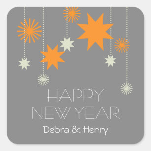 Adesivo Quadrado Fogos de artifício da estrela da cinza laranja mar