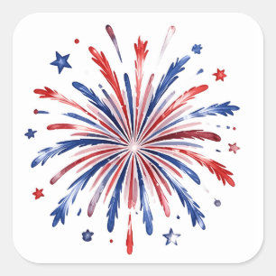 Adesivo Quadrado Fogos de artifício patrióticos
