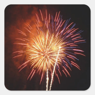 Adesivo Quadrado Fogos de artifício vermelho, branco e azul I Patr