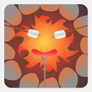 Adesivo Quadrado Fogueira de acampamento