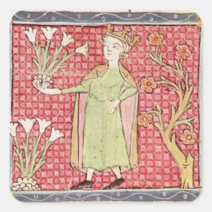 Adesivo Quadrado Fol.58v abril: Flores da colheita