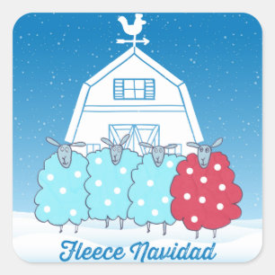 Adesivo Quadrado Folece Navidad e Bonita Ovelha de Natal