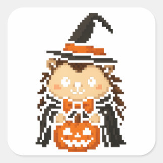 Adesivo Quadrado folha adesiva de bruxas de ouriço