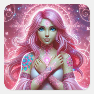 Adesivo Quadrado Folha adesiva de Sonho Rosa Radiante Aura
