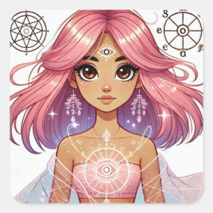 Adesivo Quadrado Folha adesiva de Sonho Rosa Radiante Aura