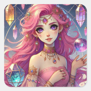 Adesivo Quadrado Folha adesiva de Sonho Rosa Radiante Aura