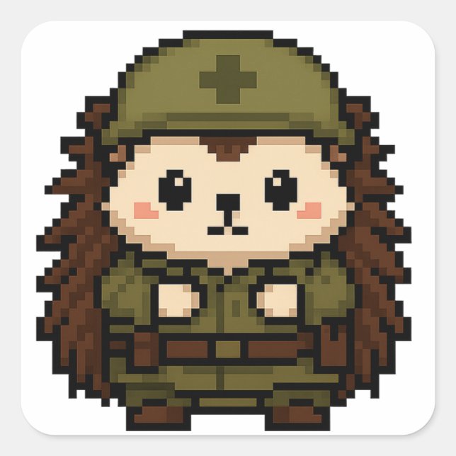 Adesivo Quadrado folha adesiva do soldado de ouriço (Frente)