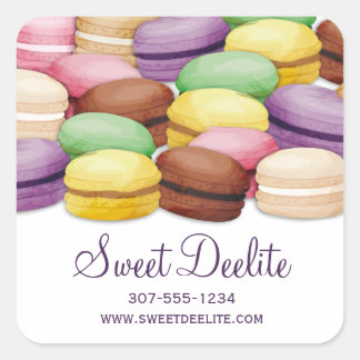 Adesivo Quadrado Folha de cookies merengue de macaroon de cores per