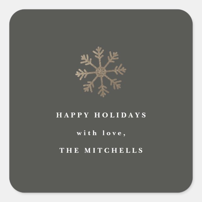 Adesivo Quadrado Folha de falso Snowflake | Vinheta de férias (Frente)