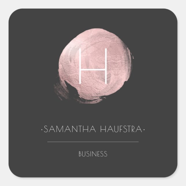 Adesivo Quadrado Folha de Faux Dourada do PixDezines Monograma (Frente)