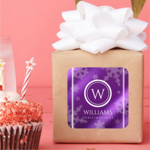 Adesivo Quadrado Folha de Folhas de Neve Flocos de Neve Festivos Mo