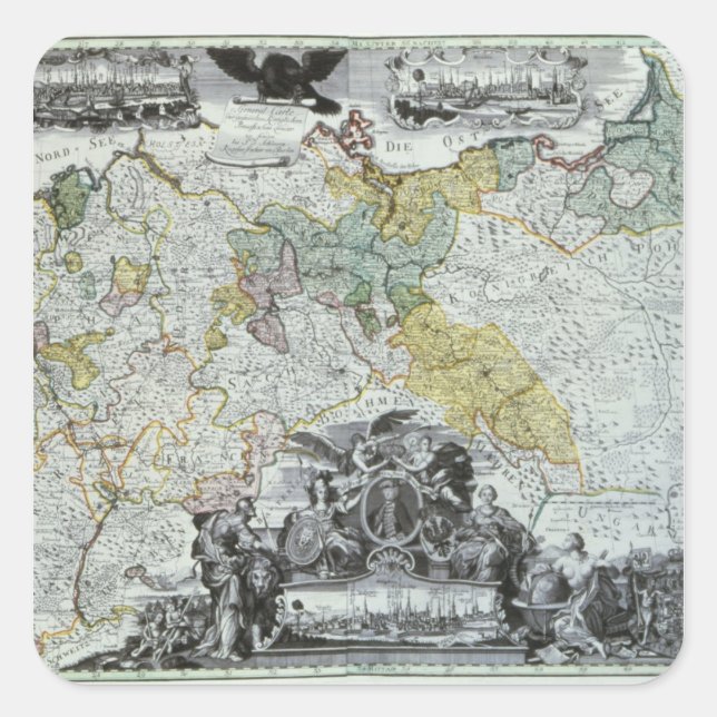 Adesivo Quadrado Folha de mestrado do Soberano Prussiano (Frente)