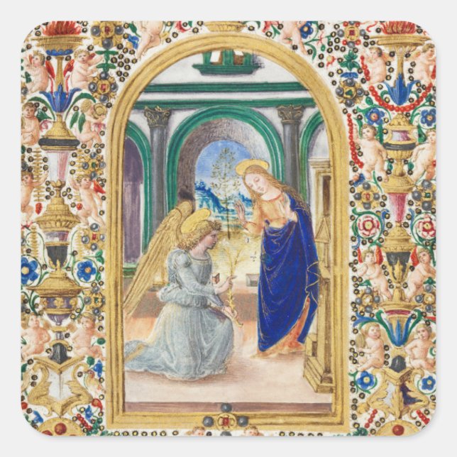 Adesivo Quadrado Folha de um Livro de Horas (Frente)