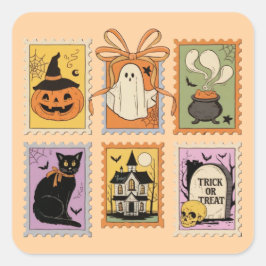 Adesivo Quadrado Folha de Vintage Halloween Spookies Sticker