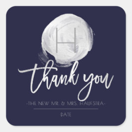 Adesivo Quadrado Folha prateada do PixDezines, Marinho azul