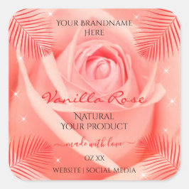 Adesivo Quadrado Folha rosa rosa rosa Cor-de-rosa Flor Produto Rotu