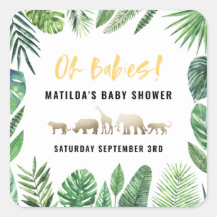 Adesivo Quadrado Folha tropical + partido de chá de fraldas dos