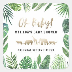 Adesivo Quadrado Folha tropical + partido de chá de fraldas dos