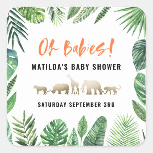 Adesivo Quadrado Folha tropical + partido de chá de fraldas dos