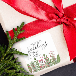 Adesivo Quadrado Folhagem de Feriado de Inverno para e de