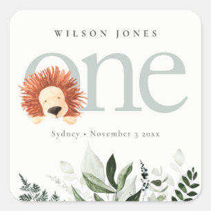 Adesivo Quadrado Folhagem de Leão de Boho Cuto 1 rua Primeira Festa