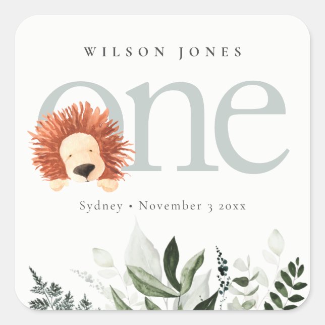 Adesivo Quadrado Folhagem de Leão de Boho Cuto 1 rua Primeira Festa (Frente)