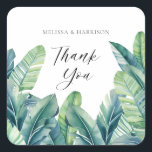 Adesivo Quadrado Folhagem Tropical Exótica Deixa Design de Casament<br><div class="desc">Folhagem Tropical Exótica Deixa Design de Casamento</div>