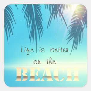 Adesivo Quadrado Folhas Adoráveis de Palma de Praia